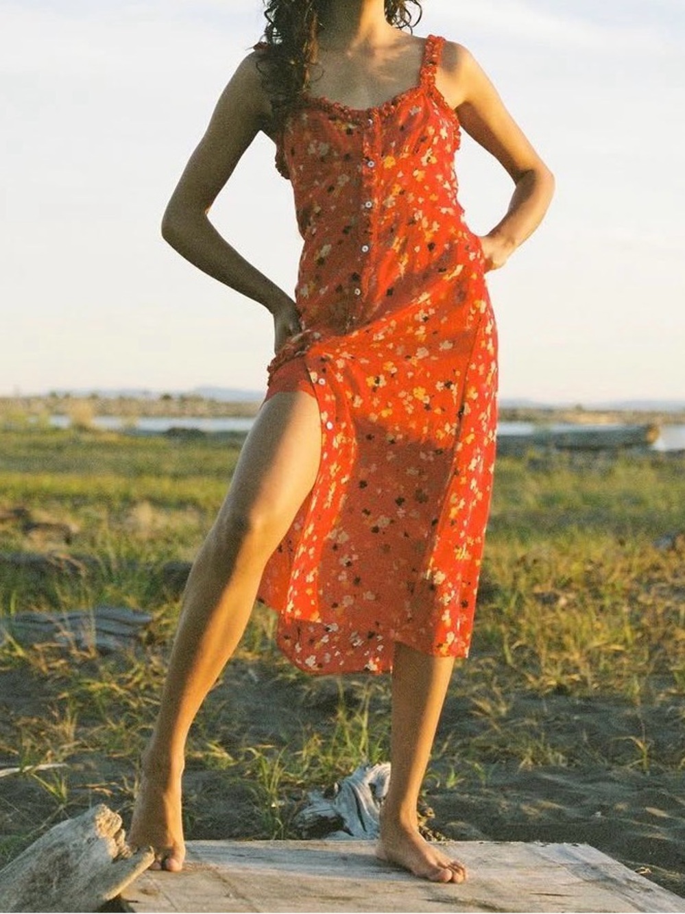 Realisation Par Juliet Red Floral Slip Dress